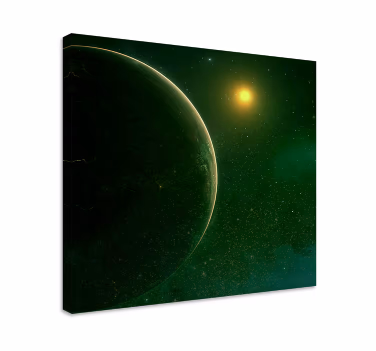 Kanvas mandala kosmisk grön sfär - Tenstickers