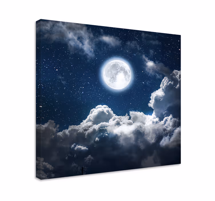 Vacker natt måne och molncanvas tavla - Tenstickers