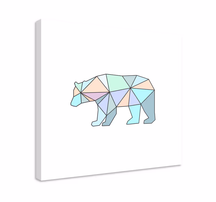 Kanvas djur geometrisk björnfyrkant - Tenstickers