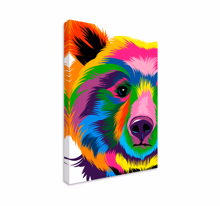 Färgglad björn geometriskcanvas tavla - Tenstickers