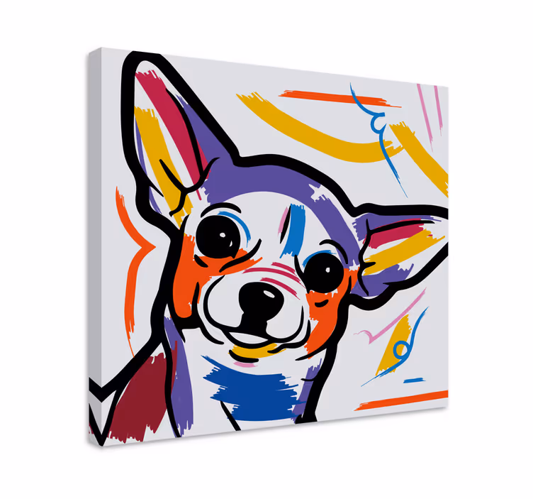 Färgglad konstnärlig chihuahua hund moderncanvas tavla - Tenstickers