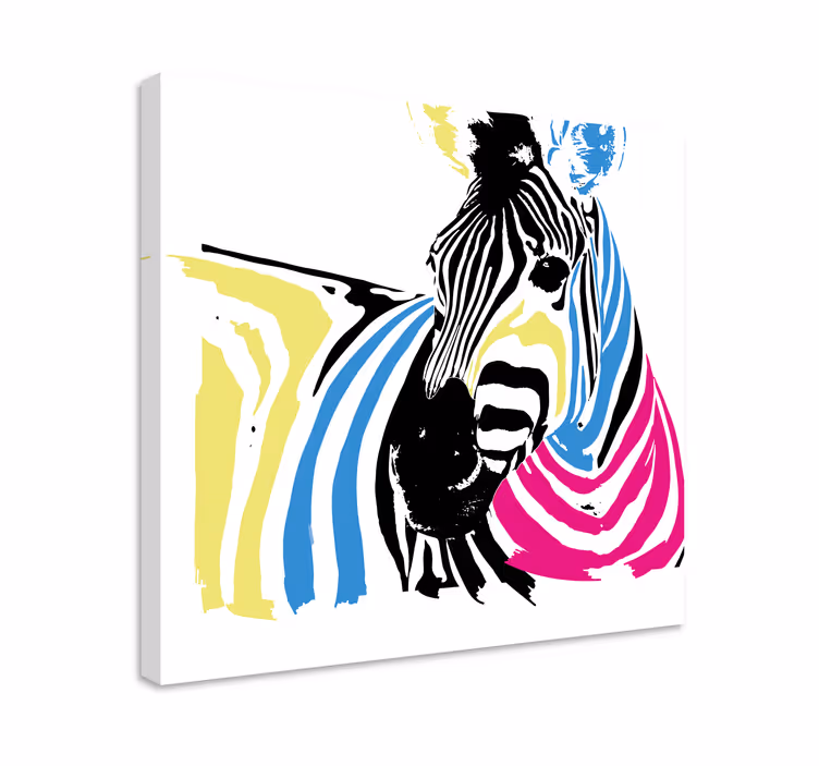 Kanvas djur zebra med livliga ränder - Tenstickers