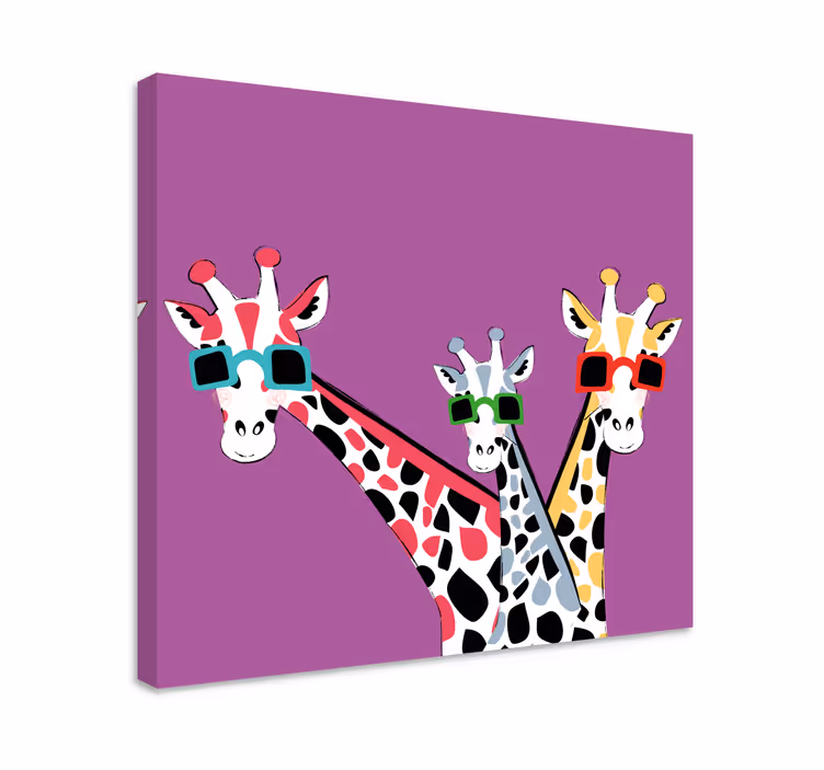 Kanvas djur giraffer i solglasögon - Tenstickers