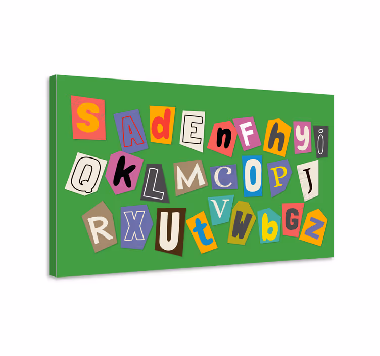 Kanvas abc och bokstäver färgglad bokstavskollage - Tenstickers