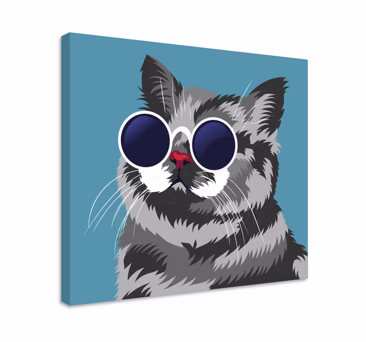 Rolig målning av en grå katt moderncanvas tavla - Tenstickers