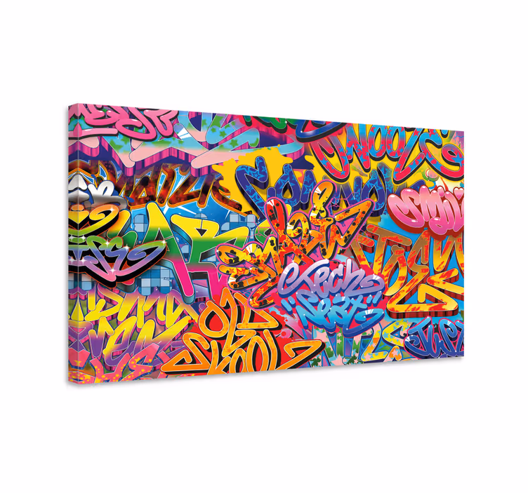 Färgglad grafittimålning design moderncanvas tavla - Tenstickers