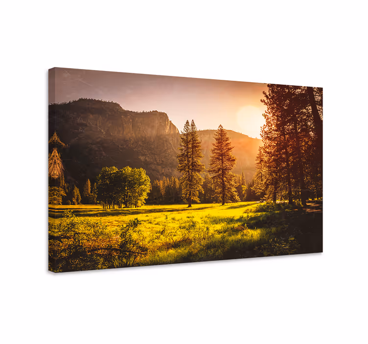 Solnedgång över bergen Kanvas landskap - Tenstickers