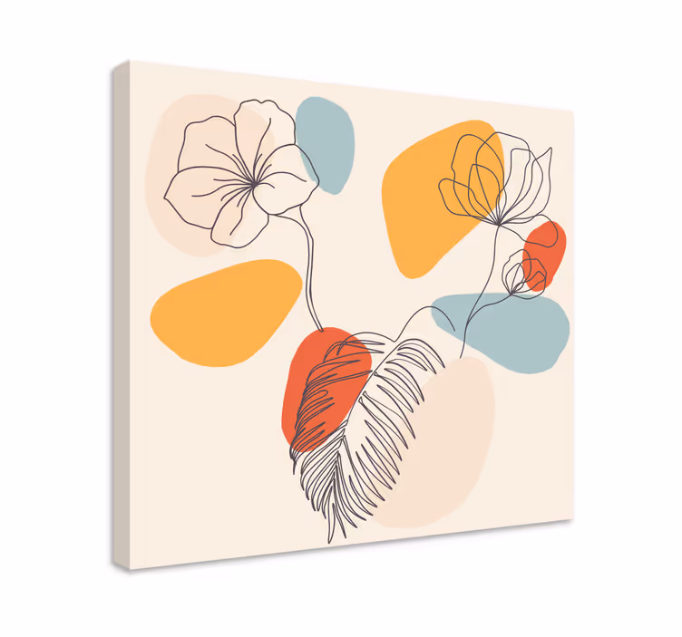 överlappande blomlinjer Kanvas blommor och växter - Tenstickers