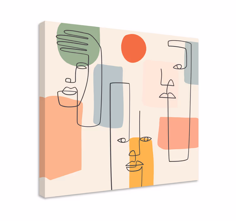 Abstrakt kanvas minimalistiska linjeansikten - Tenstickers