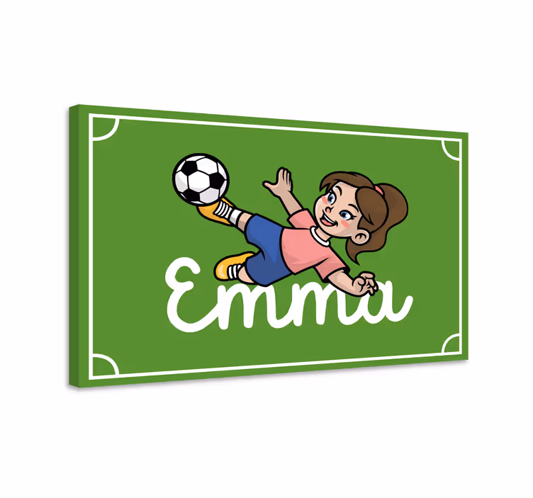 Tjej fotbollsspelare personlig canvas - Tenstickers