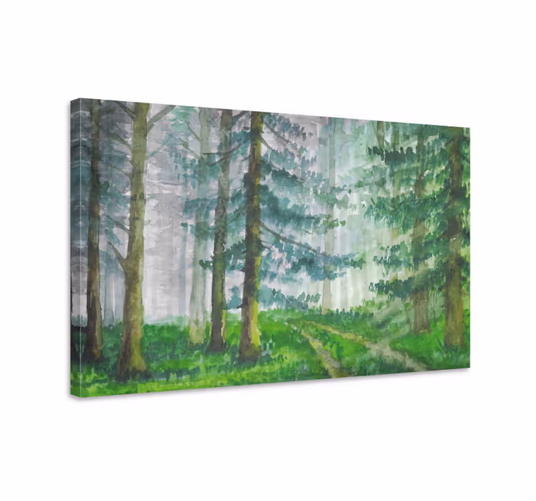 Skandinavisk barrskog träd vägg canvas - Tenstickers