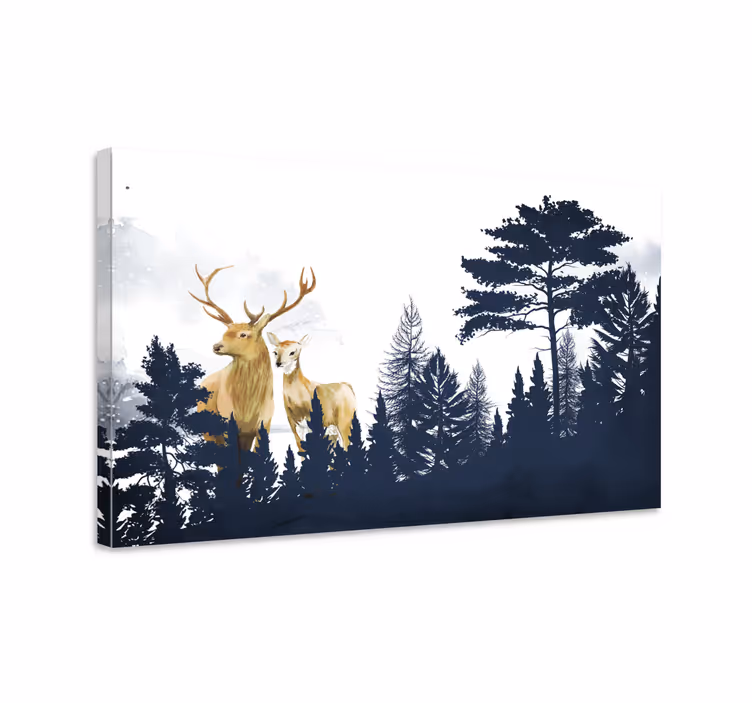 Skogsvännercanvas tavla i skandinavisk stil - Tenstickers