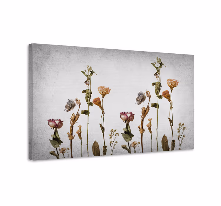 Kanvas blommor och växter torkad blomkomposition - Tenstickers