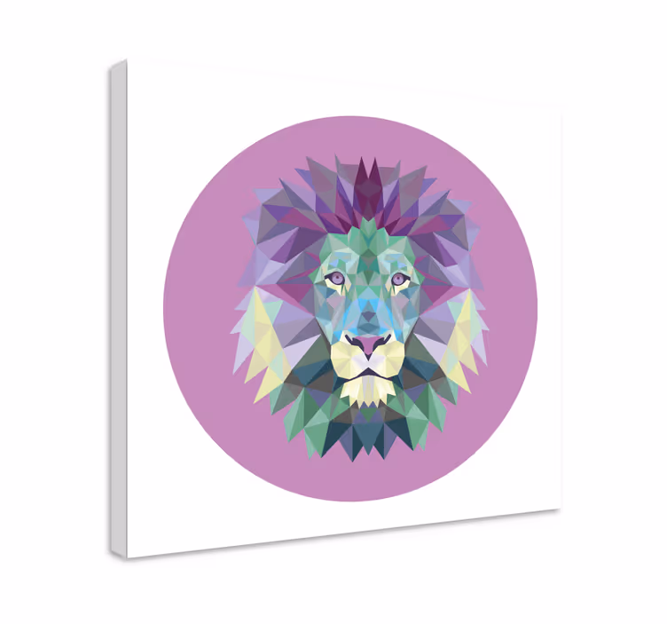 Kanvas djur lejonhuvud geometri - Tenstickers