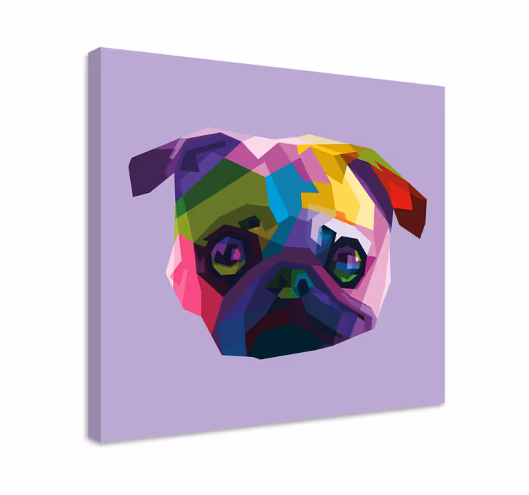 Geometriska-djur mops hund canvastavlor - Tenstickers