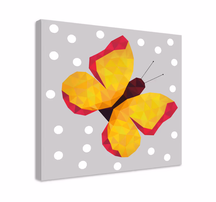 Gula geometriska vingar Kanvas fjärilar - Tenstickers