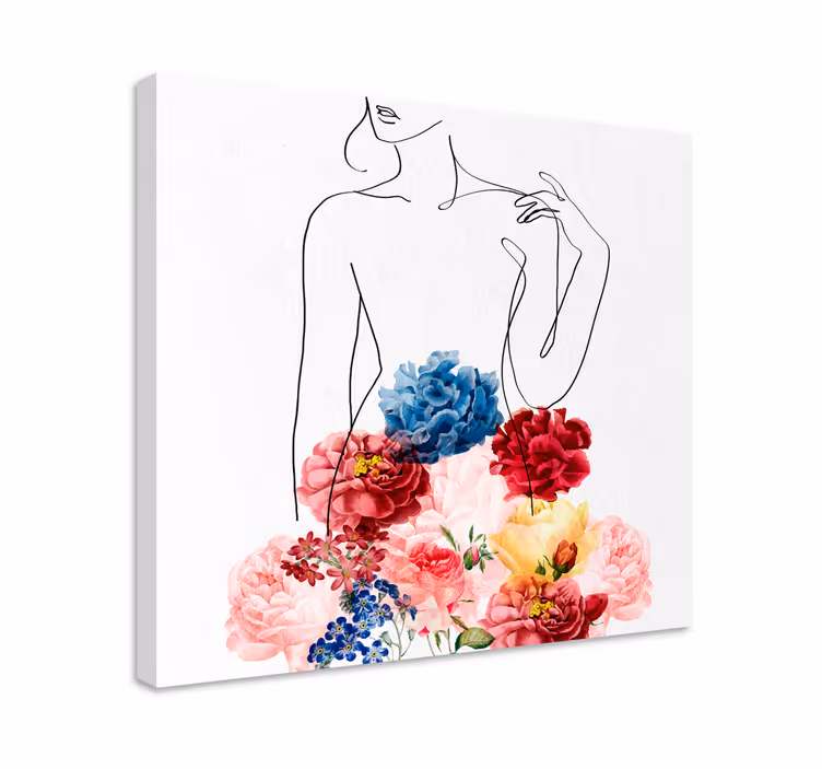 Blommig siluettdesign Kanvas blommor och växter - Tenstickers