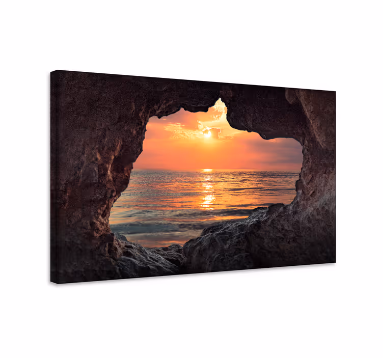 3d grotta soluppgång hav landskap kanfas - Tenstickers
