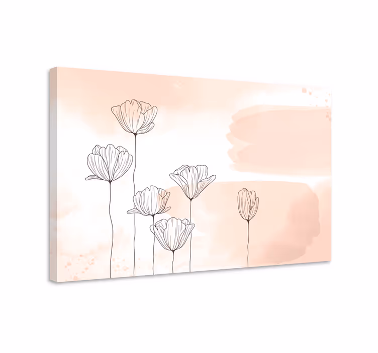 Blommor linje blommacanvas tavla - Tenstickers