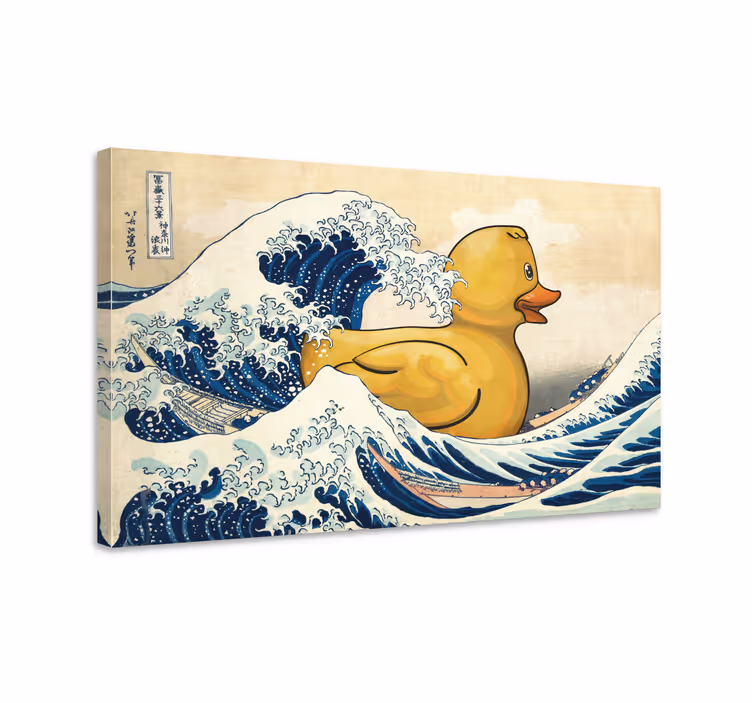 Kanagawa gummianka tryck på canvas - Tenstickers
