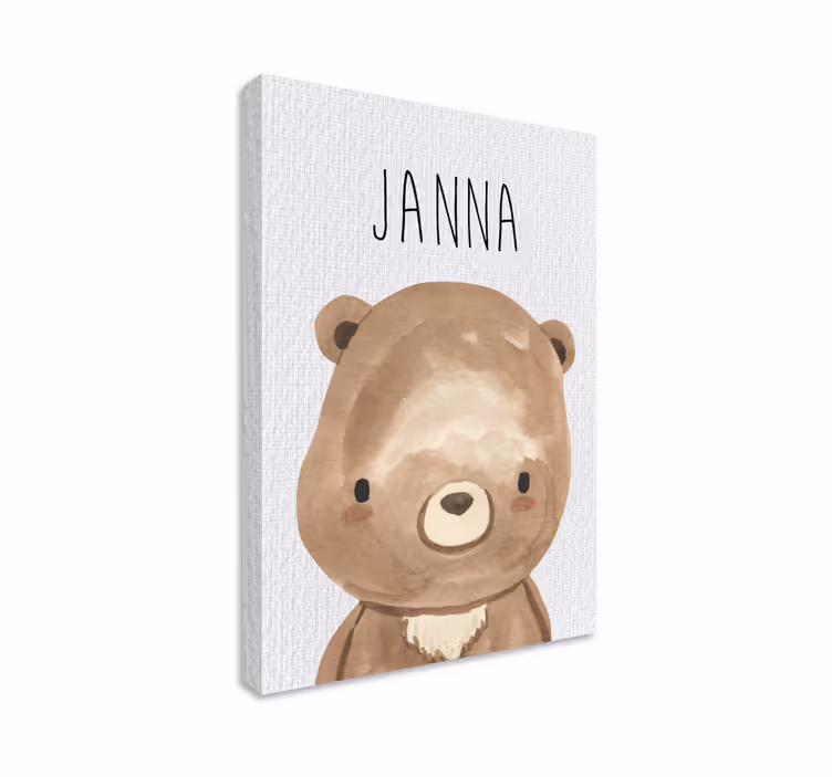 Babybjörn med namn Kanvas barnrum - Tenstickers