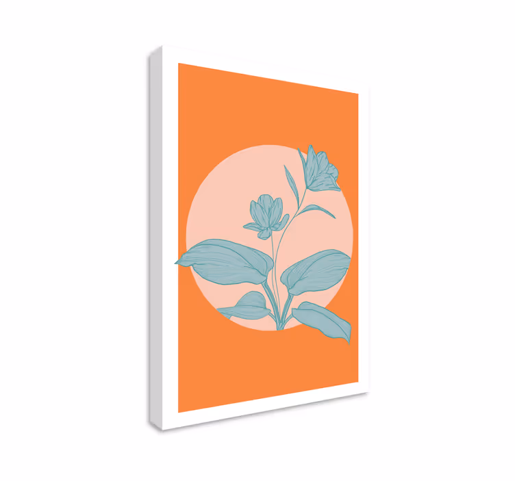 Orange stiliserad illustration Kanvas blommor och växter - Tenstickers