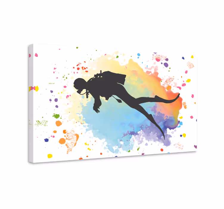 Scuba diver akvarell canva tavla - Tenstickers