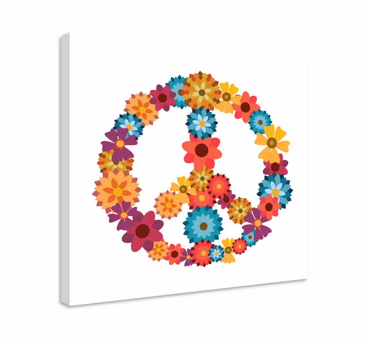 Hippie symbol Kanvas blommor - Tenstickers