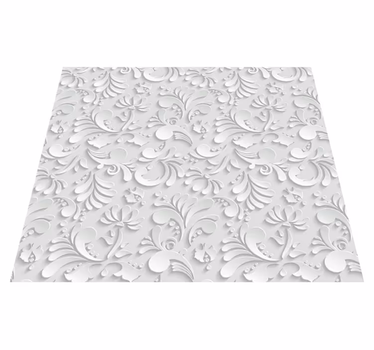 3d blommönster Vinylmatta vit - Tenstickers