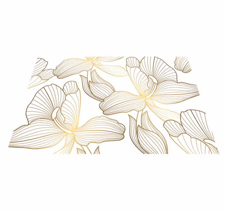 Gyllene blommor Vinylmatta vit - Tenstickers