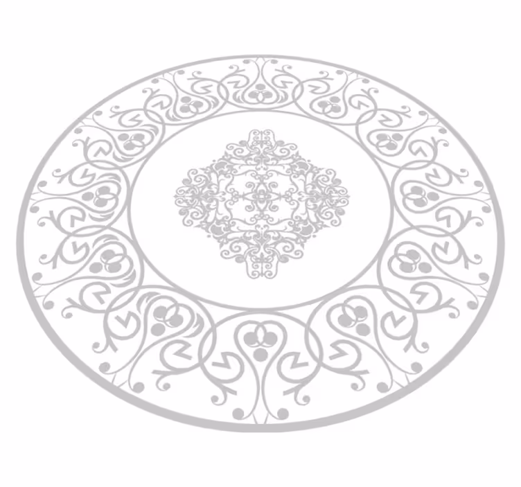 Rund damast Vinylmatta vit - Tenstickers