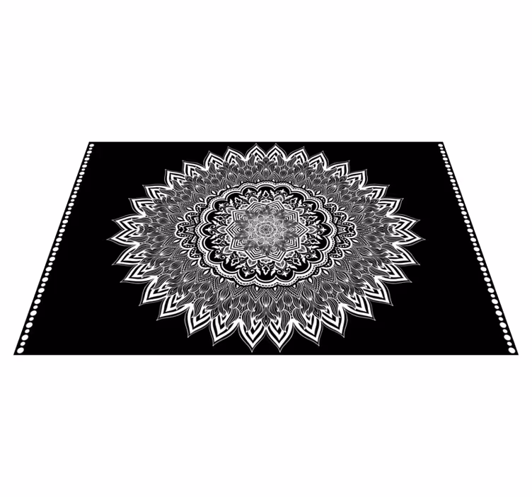 Blommig mandala design Vinylmatta svart - Tenstickers
