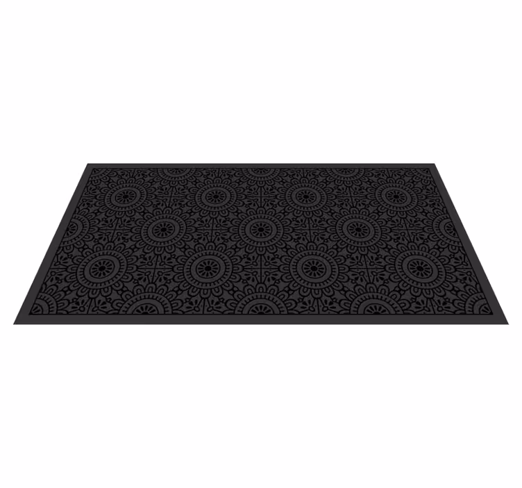 Mandala blommor Vinylmatta svart - Tenstickers