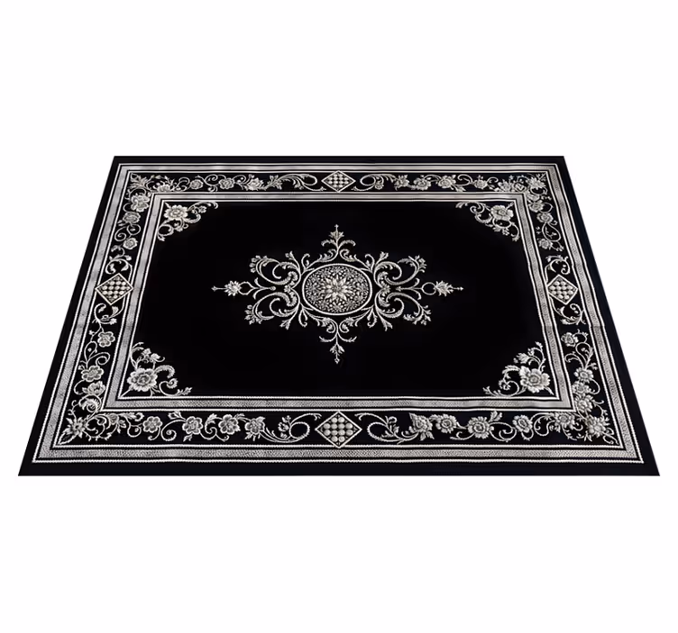 Klassisk orientalisk design Vinylmatta svart - Tenstickers