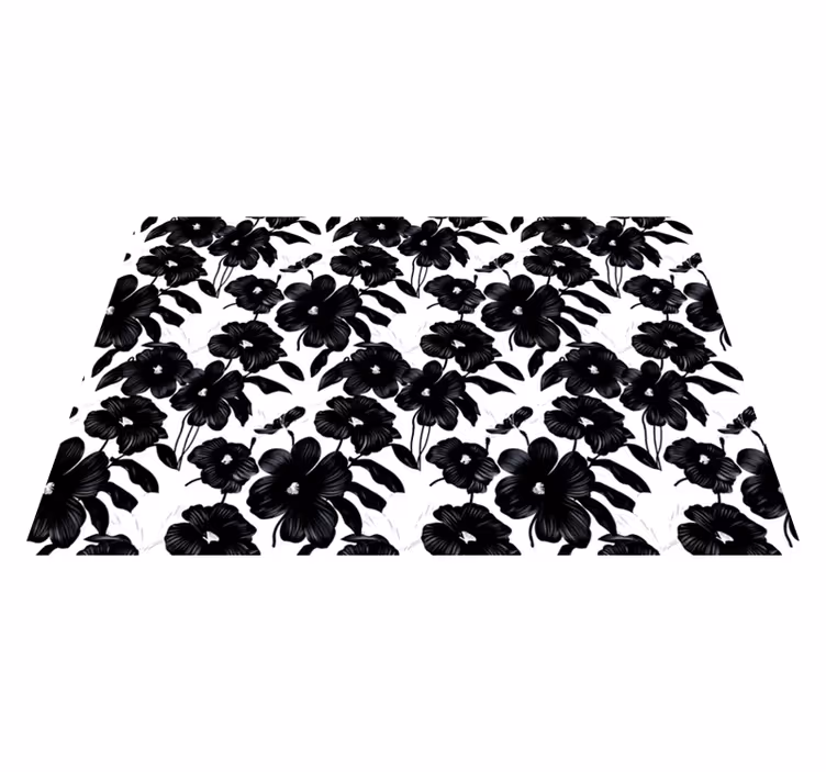 Vinylmatta blommor och växter svart vallmo - Tenstickers