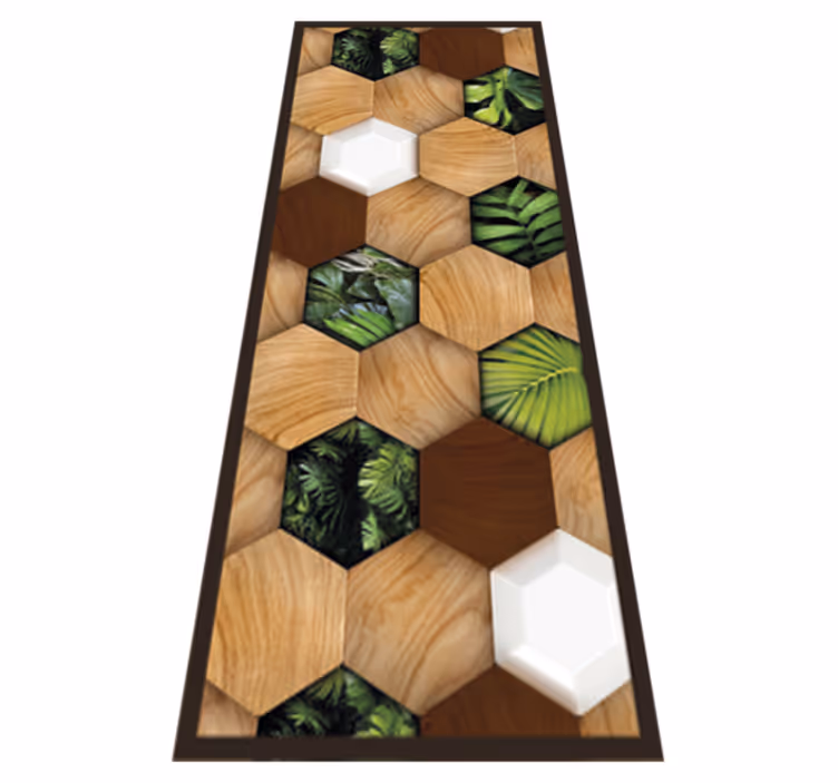 Trä tropiska hexagoner Vinylmatta Kök - Tenstickers