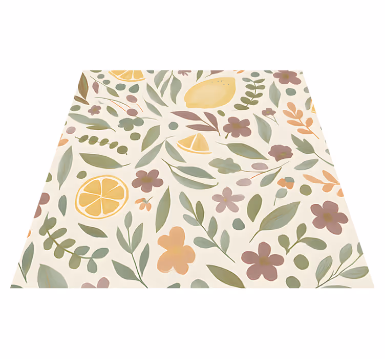 Citron blommig design Vinylmatta balkong - Tenstickers