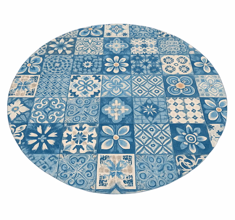 Cirkulära mosaikplattor Vinylmatta blå - Tenstickers