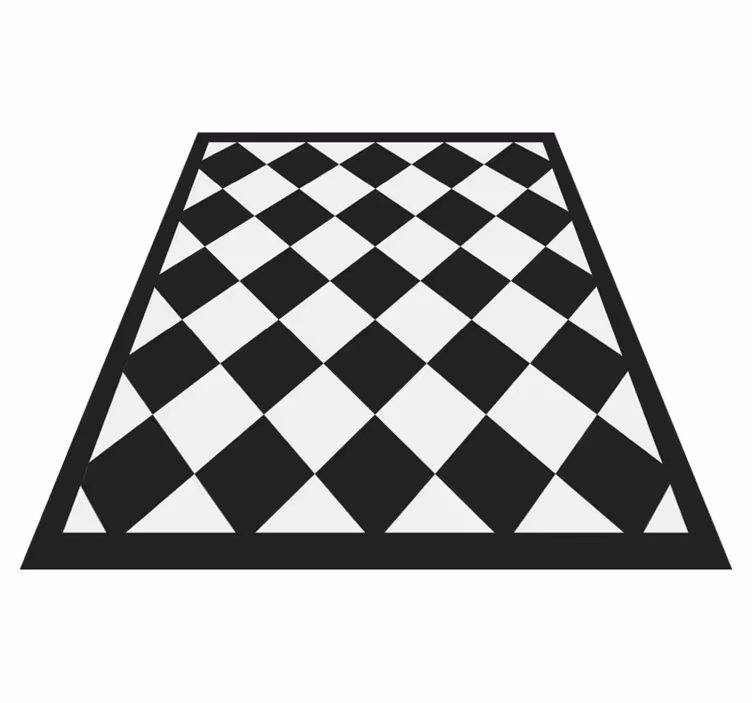 Diagonala svarta rutor Vinylmatta fyrkant - Tenstickers