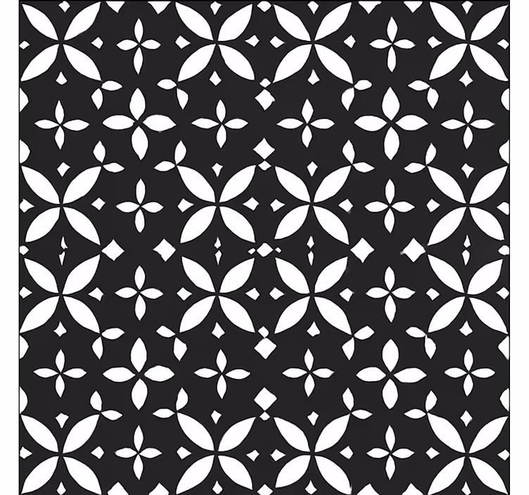 Svart blommig geometrisk Vinylmatta Matsal - Tenstickers