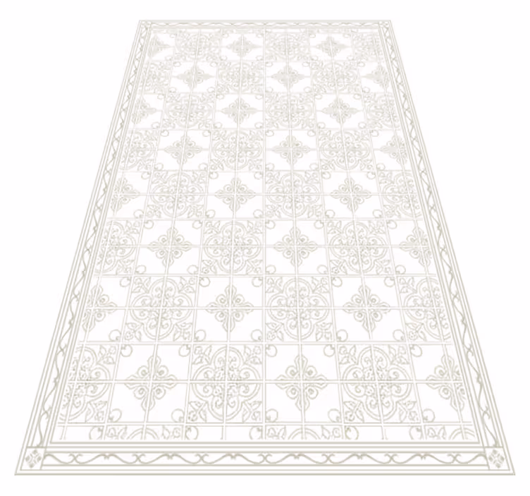 Vinylmatta vardagsrum beige ornate mat - Tenstickers