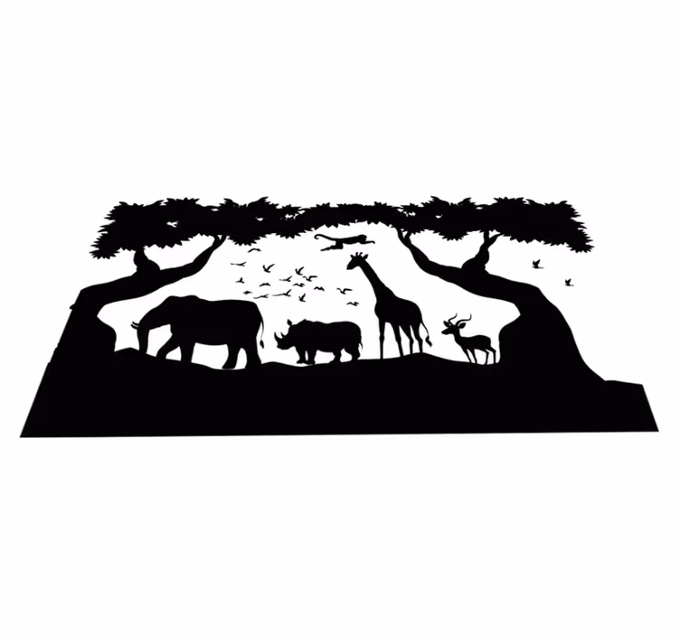Vinylmatta djur svart och vit savannah - Tenstickers