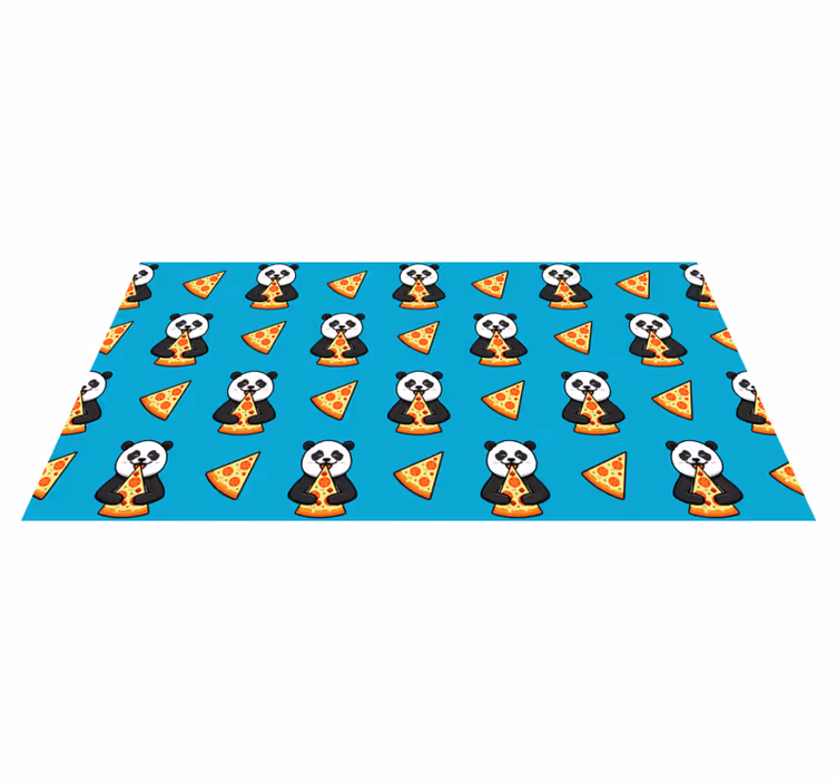 Vinylmatta djur panda äter pizza - Tenstickers