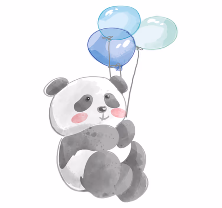 Vinylmatta djur baby banda med tre ballonger - Tenstickers