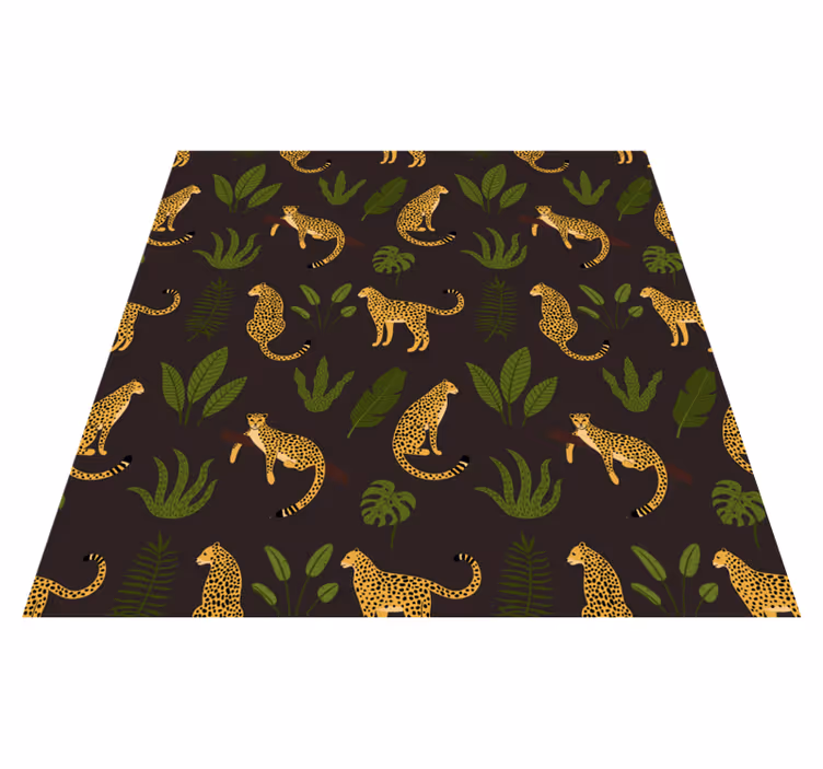 Vinylmatta djur mörk botanisk och vild leopardmönster - Tenstickers