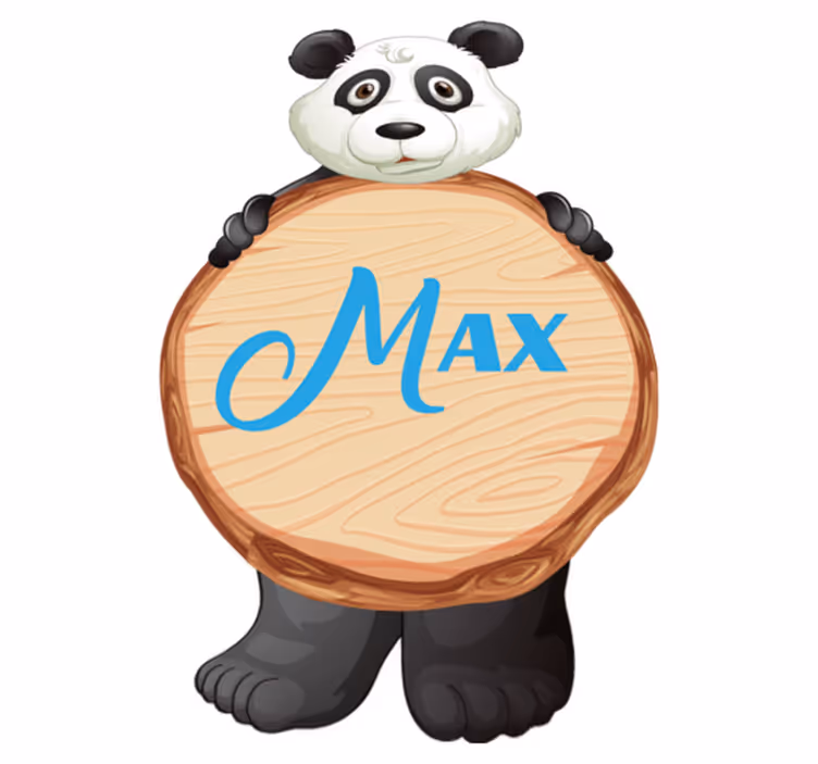 Vinylmatta djur panda med namn - Tenstickers