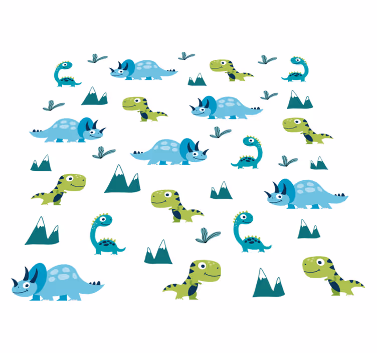 Vinylmatta djur nordiska dinosaurier bergset - Tenstickers
