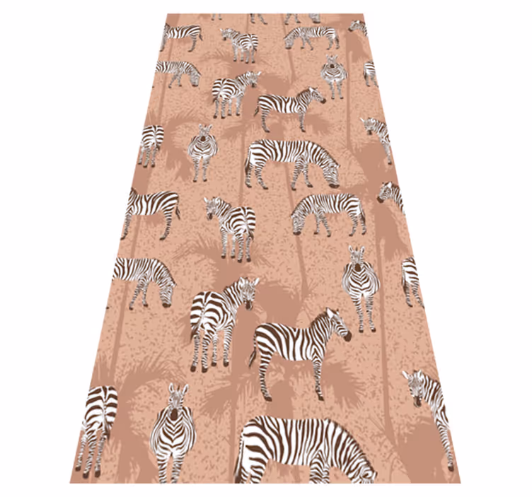 Vinylmatta djur zebra och palmer brun - Tenstickers