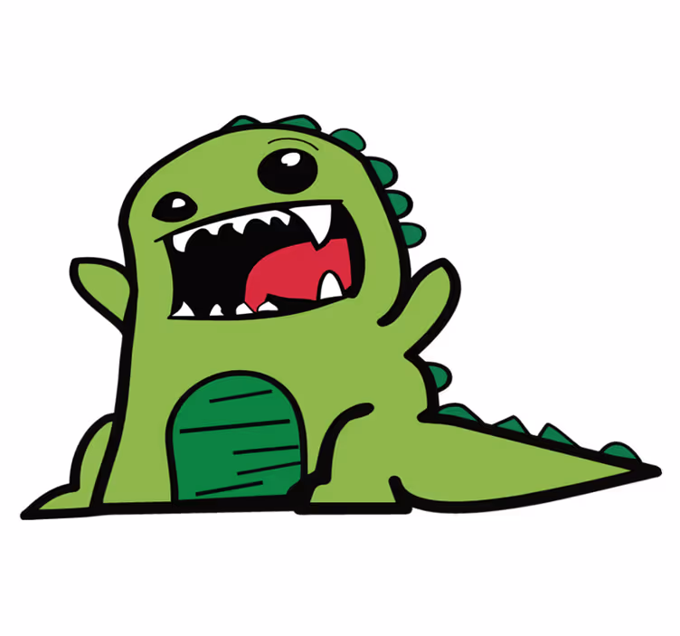 Vinylmatta djur grön dinosaur kludd skrämmande - Tenstickers