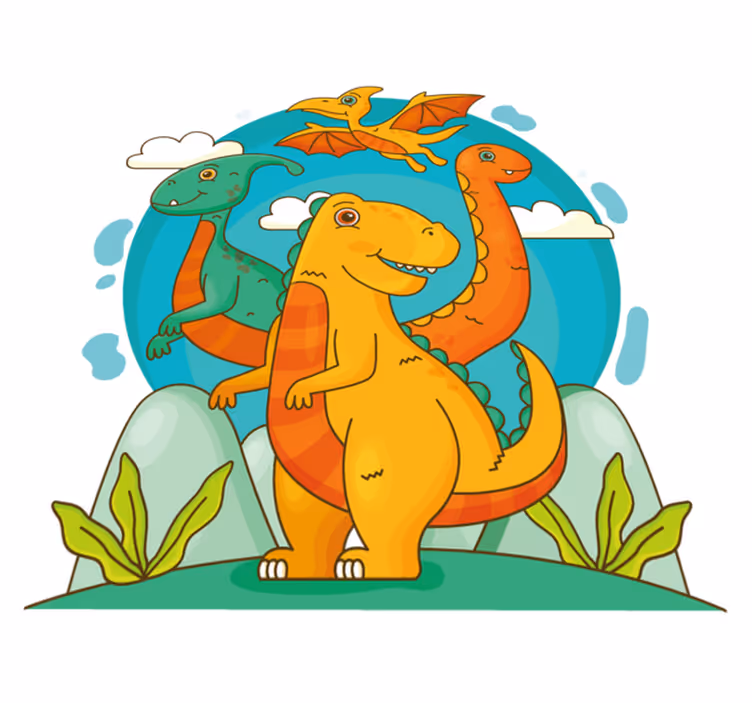Vinylmatta djur dinosaurer i djungeln - Tenstickers